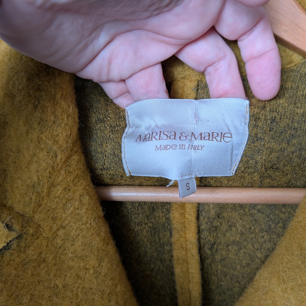 🇮🇹 Beautiful Textured Mustard Yellow Single-Button Blazer Jacket - S - Picture 5 of 12